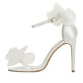 thumbnail image 1 of asdoklhq Sandals for Women Women's Wedding Shoes Summer Elegant White Lace Bow Stilettos Heels Exquisite Casual Ankle Strap Sandals White 40, 1 of 7