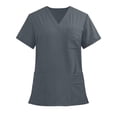 thumbnail image 1 of asdoklhq Scrubs Tops For Women Medical Uniform Tshirt Women Men's Solid Color V-neck Pocket Caregiver Short Sleeved Shirt Elastic Pants Nurse Uniform Top Dark Gray M, 1 of 6