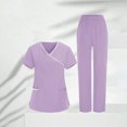 thumbnail image 1 of asdoklhq Scrubs for Women Cozy Fit Women's Nurses Sets Tunic Uniform Clinic Carer V-Neck Protective Clothing and Pants Set Purple XL, 1 of 7