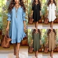 thumbnail image 1 of asdoklhq Semi Formal Dresses for Women Party Round Neck Fashionable Casual Loose Comfortable Summer White L, 1 of 7