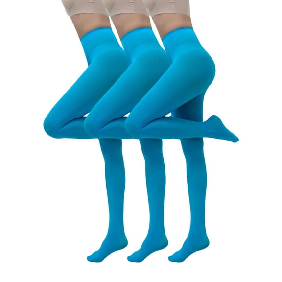 asdoklhq Sheer Tights Woman 3PC Large Size and Christmas Candy-colored Tightsparty Clothing Accessories Color Solid Color Jumpsuit Stockings Blue L
