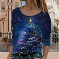 thumbnail image 1 of asdoklhq Shirts for Women Christmas Fashion Printed Loose and Comfortable Round Neck Long Sleeved T-shirt Top/shirt Multicolor L, 1 of 5