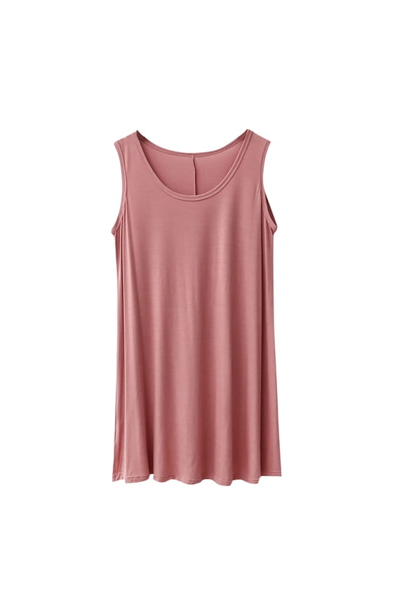 Sleeveless Dress for Women Nye Dresses for Women Women'S Solid-Color Sleeveless Plus-Size Round-Neck Dress Red 5X