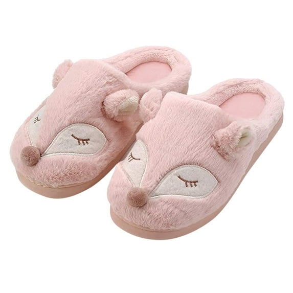 asdoklhq Slip On Shoes for Women,Women's Home Lovely Animal Print Slippers Plush Warm Antiskid Pet Slippers