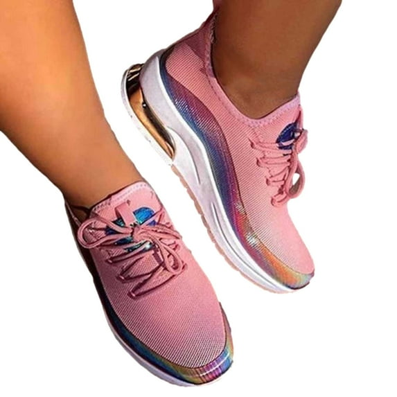 asdoklhq Sneakers for Women Summer Plus Size Fashion Casual Mesh Breathable Women's Sports Shoes Pink 40
