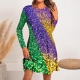 thumbnail image 1 of asdoklhq Sparkly Dresses for Women Fashion Round-Neck Short Sleeved Printed Pullover Dress Multicolor L, 1 of 5