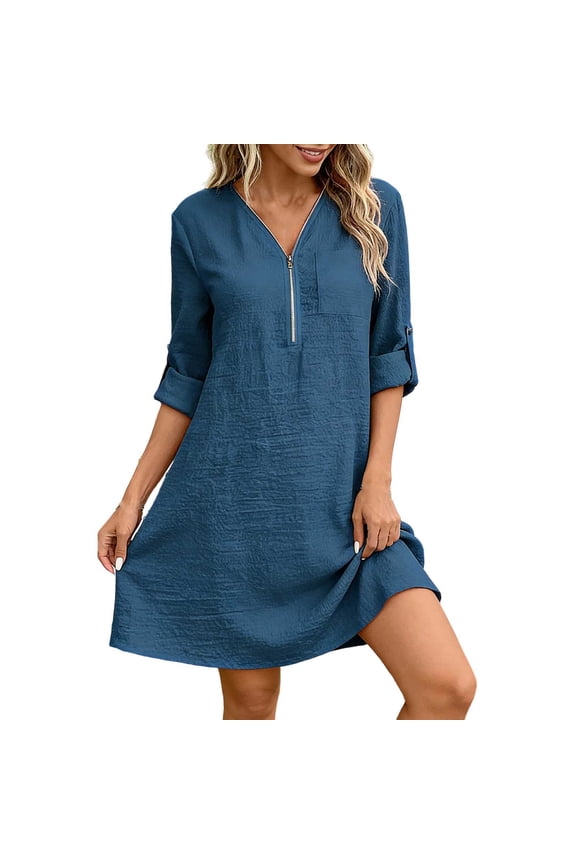 Spring Dresses for Women Moomoo Dresses Women's Summer Casual Dress Gradual Sleeveless Neck V-Neck Long Dress Blue 2X