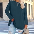 thumbnail image 1 of asdoklhq Spring Summer Tops for Women 2026 Women's Fashion Loose Casual Long Sleeve T-Shirt Round Neck Plus Size Top Navy 4X, 1 of 5