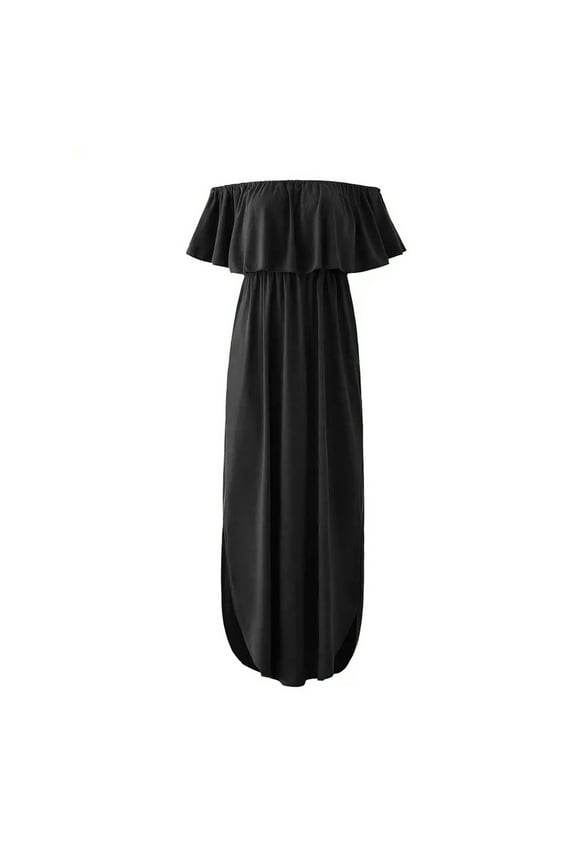 Spring Wedding Guest Dresses for Women Spring/Summer and Fashionable Hot Girl High Stretch Dress Black L