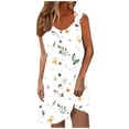 thumbnail image 1 of asdoklhq Summer Dresses for Women Casual Dresses Women's Spring and Summer Vacation Button V-neck Strap Dress White M, 1 of 7