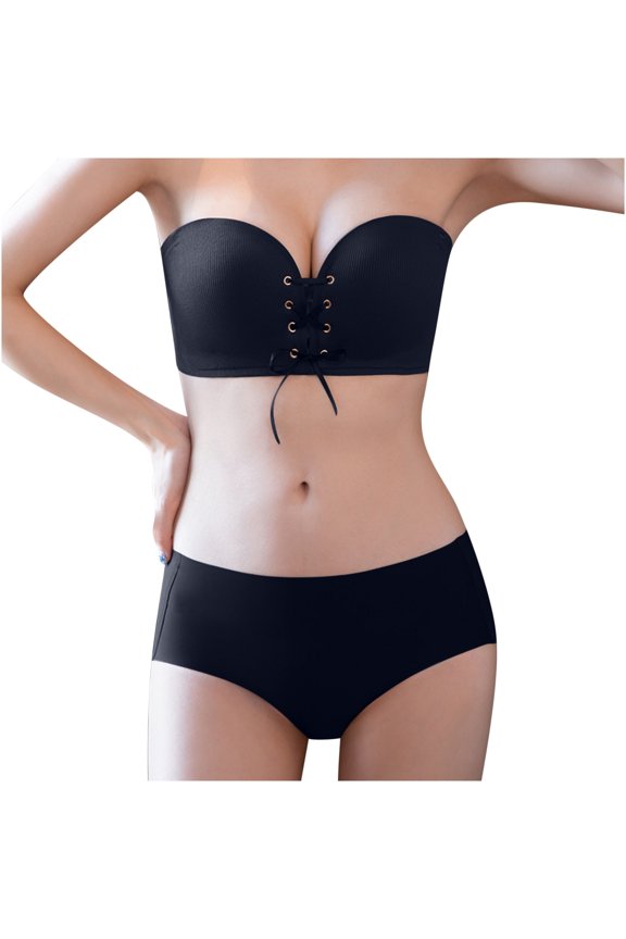 Summer Fall Sports Bras for Women 2026,Womens Fashion Plus Front Lacing Non-slip Strip Strapless Underwear Gathering Wipe Chest Type Anti-slip Traceless Bra Women's Suit
