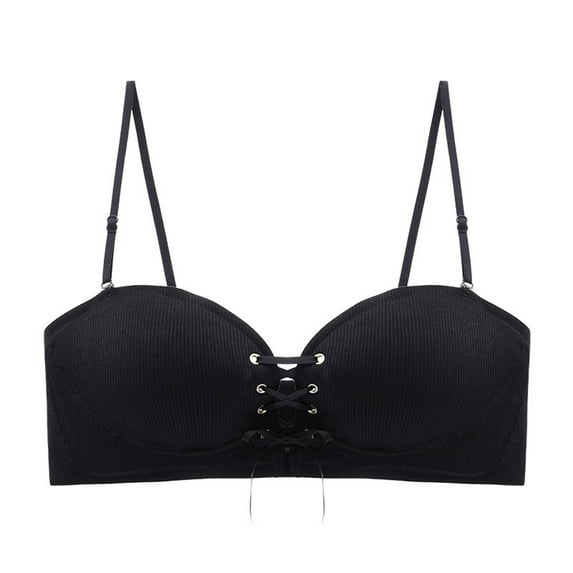 asdoklhq Summer Fall Sports Bras for Women 2026,Womens Fashion Plus Front Strap Anti-slip Strip Strapless Underwear Gathered Wipe Chest Type Anti-slip Traceless Bra Women
