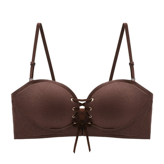 asdoklhq Summer Fall Sports Bras for Women 2026,Womens Fashion Plus Front Strap Anti-slip Strip Strapless Underwear Gathered Wipe Chest Type Anti-slip Traceless Bra Women