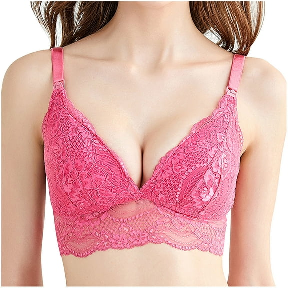 asdoklhq Summer Fall Sports Bras for Women 2026,Womens Fashion Plus Ladies Comfortable Breathable Lace No Steel Ring Front Buckle Breastfeeding Bra Woman Underwear