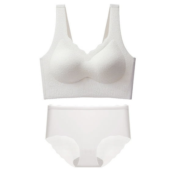 asdoklhq Summer Fall Sports Bras for Women 2026,Womens Fashion Plus Women's Bra Seamless Large Size Backing Sling Traceless Sexy Gathered Back Underwear Two-piece Underwear Suit
