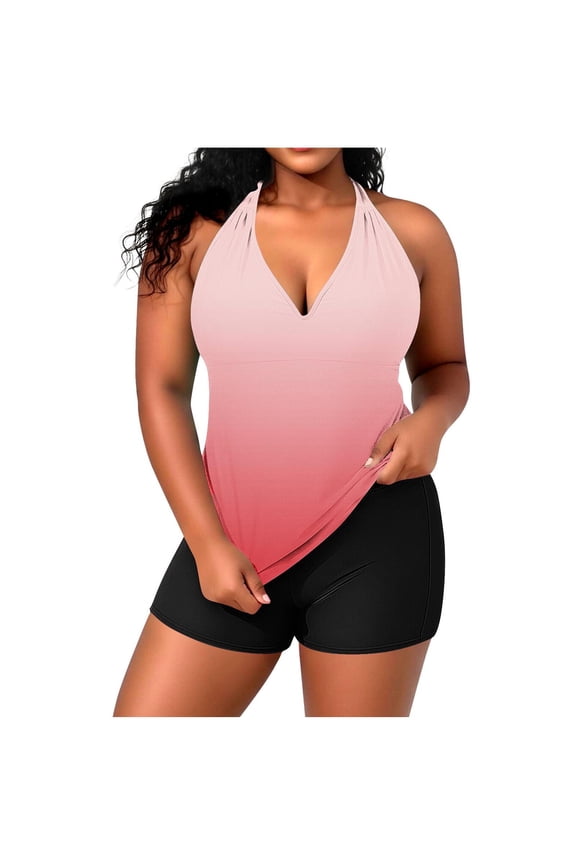 Surf Wear Swimsuits for Women One Piece Swimsuits Women's Plus Size Casual Solid Color Split Back Strappy Adjustable Top with Built-in Bralette Swimwear Set Orange XL
