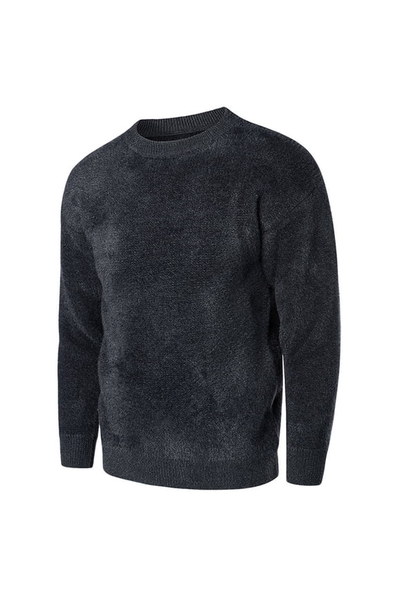 Sweater for Men Plus Size,Men's Autumn and Winter New Men's Knitted Sweater Round Neck Pullover Bottoming Shirt Solid Color Imitation Mink European Size Casual Large Size Men's Sweater