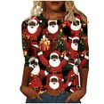 thumbnail image 1 of asdoklhq Sweaters for Women Trendy Women's Fashion Tees Casual Crewneck 3/4 Sleeve Loose T Shirt Ladies Blouses Shirts Multicolor L, 1 of 6
