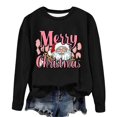 thumbnail image 1 of asdoklhq Sweatshirt for Women Christmas Printed Crew Neck Long Sleeve Pullover Hoodie Black S, 1 of 5