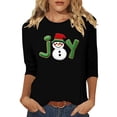 thumbnail image 1 of asdoklhq Sweatshirts Ladies' Christmas Round Neck 3/4 Sleeve T-shirt Shirt Black 3X, 1 of 5