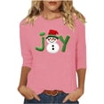 thumbnail image 1 of asdoklhq Sweatshirts Ladies' Christmas Round Neck 3/4 Sleeve T-shirt Shirt Pink S, 1 of 5