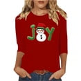 thumbnail image 1 of asdoklhq Sweatshirts Ladies' Christmas Round Neck 3/4 Sleeve T-shirt Shirt Red 3X, 1 of 5