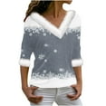 thumbnail image 1 of asdoklhq Sweatshirts for Women Women's Printed Pullover Collar Long Sleeved V-neck Top/shirt Gray L, 1 of 4