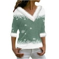 thumbnail image 1 of asdoklhq Sweatshirts for Women Women's Printed Pullover Collar Long Sleeved V-neck Top/shirt Green L, 1 of 4