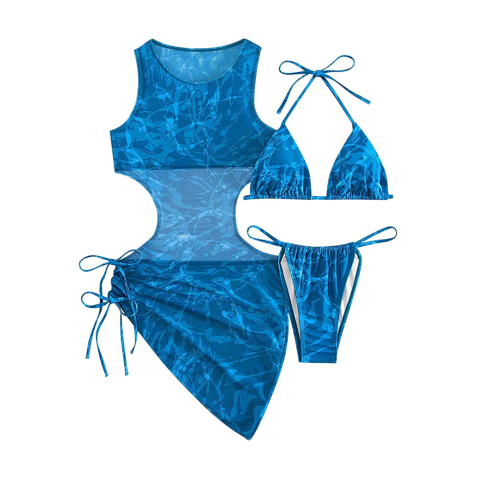 asdoklhq Swimsuit for Women Print Swimwear Three-piece Slim Swimsuit ...