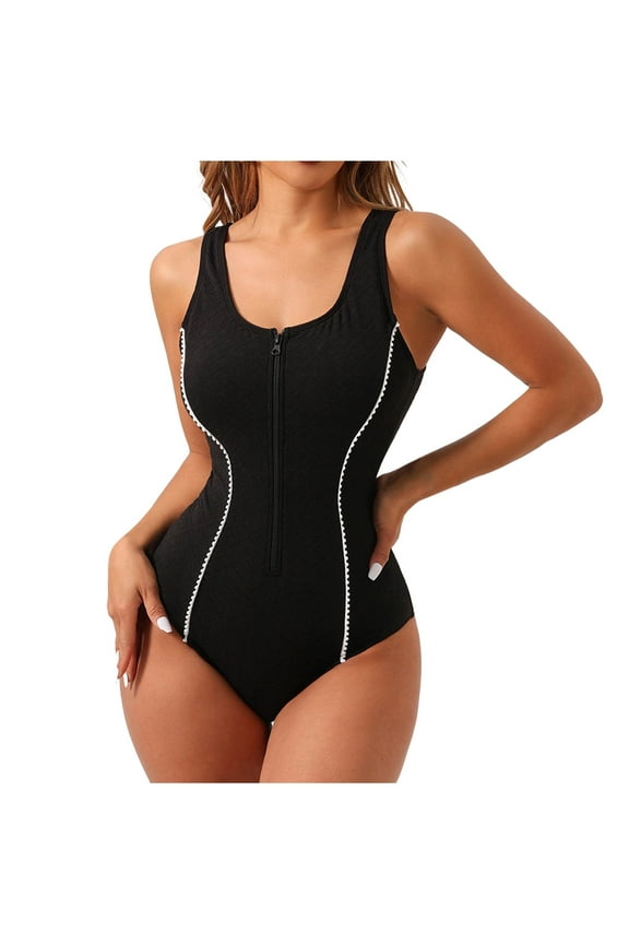 Swimsuits for Women Fashion Comfortable Solid Color Bikini Women's Plain Color Swimsuit Bikinis Sets Black S