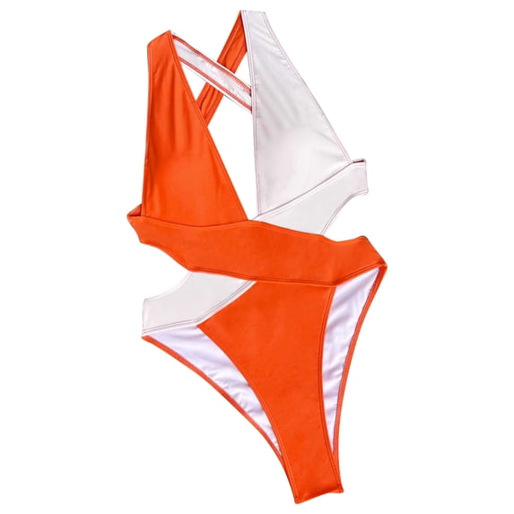asdoklhq Swimsuits for Women Plus,Bodysuit Swimsuit Stitching Bikini Swimsuit Women's Cross Swimsuit Color Blocking