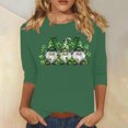 thumbnail image 1 of asdoklhq T Shirts for Women Printed Casual Round Neck Pullover Three-quarters Sleeve T-shirt Army Green 3X, 1 of 4