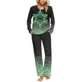 thumbnail image 1 of asdoklhq Thanksgiving Pajamas Women Christmas Ladies' Gradient Printed Casual Top Pants Pajama Set Green XL, 1 of 6