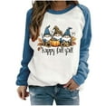 thumbnail image 1 of asdoklhq Thanksgiving Shirts Women's Fashion Casual Printed Round Neck Loose Long Sleeve Capless Sweatshirt Top Blue L, 1 of 4