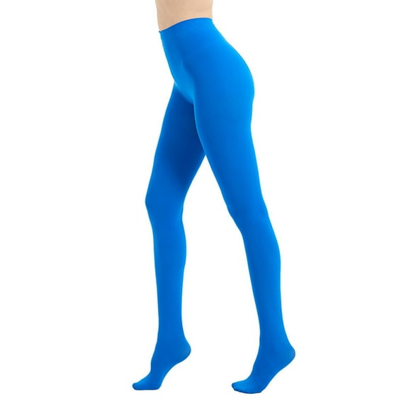 asdoklhq Tights for Women Solid Color Soft Opaque Tights Women's Footed Pantyhose Tights Blue L