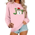 thumbnail image 1 of asdoklhq Tops for Women Christmas Women's Round Neck Hoodless Christmas Printed Casual Loose Sweatshirt Pink 2X, 1 of 6
