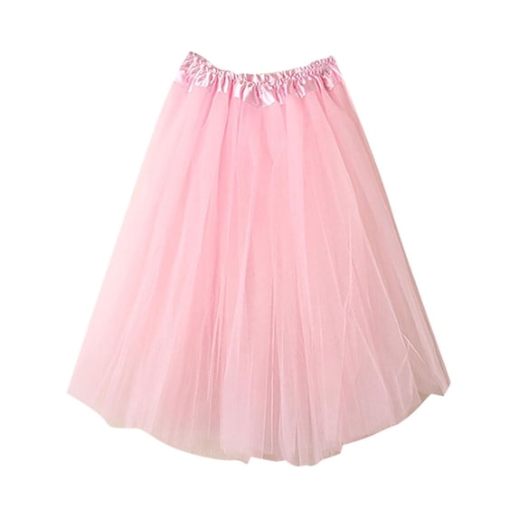 asdoklhq Tutu Skirts Ruffled Tiered Pleated Chiffon Princess Soft Ballet Tulle Skirt Elastic Womens Pleated Gauze Short Skirt Adult Dancing Skirt Pink Free