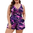 thumbnail image 1 of asdoklhq Two Piece Tankini Swimsuits for Women Tummy Control Bathing Suit with Shorts Women's Plus Size Tankini Bathing Suits Ruffle Swim Dress Two Piece Swimsuits 2026 Purple 3X, 1 of 7