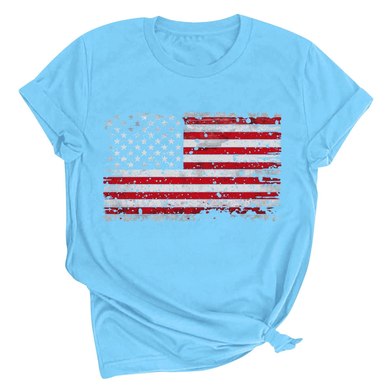asdoklhq Usa Patriotic Tops Womens Summer Tops Red White Blue Shirts ...