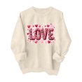 thumbnail image 1 of asdoklhq Valentine Shirts for Women Plus Size Women's Winter Day Fashion Printed Round Neck Long Sleeved Hoodie without Hat Beige XL, 1 of 8