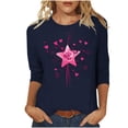 thumbnail image 1 of asdoklhq Valentine's Day Graphic Tees Women Day Printed 3/4 Sleeve Crew Neck Fashion Pullover Tops T-Shirt Navy 2X, 1 of 5