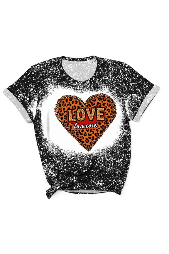 Vintage Valentine's Day T-Shirts for Women Women's Round Neck Print Casual Print Short Sleeved Short Sleeved Round Neck Top/shirt Black 2X