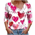 thumbnail image 1 of asdoklhq Vintage Valentine's Day T-Shirts for Women Women's V-neck Printed Button Long Sleeved Shirt T-shirt Multicolor L, 1 of 5