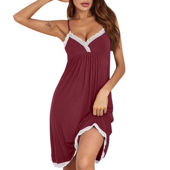 asdoklhq Waffle Robes for Women Womens Solid Color Nightgown Winter Loose Bathrobe Home Wear Nightgown Wine S