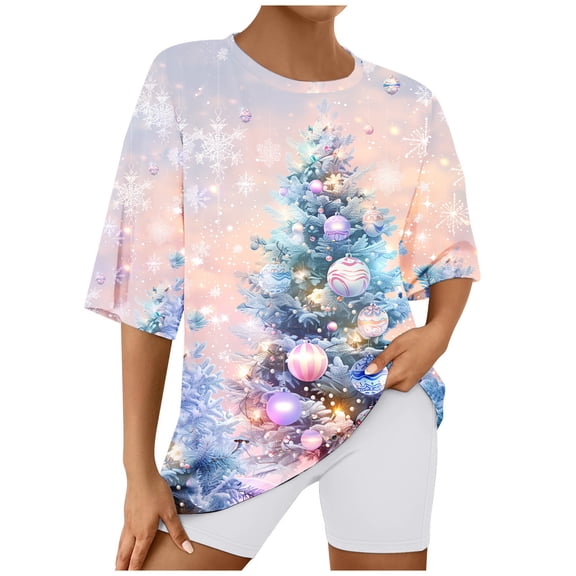 asdoklhq Warm Pajamas for Women Christmas Print Crew Neck Short Sleeve Top and Shorts Set Home Wear Multicolor 3X