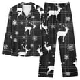 thumbnail image 1 of asdoklhq Warm Pajamas for Women Set Women's Christmas Home Pocket Printed Pajama Set for Daily Home Wear Long Sleeves Set Black XL, 1 of 8