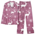 thumbnail image 1 of asdoklhq Warm Pajamas for Women Set Women's Christmas Home Pocket Printed Pajama Set for Daily Home Wear Long Sleeves Set Purple M, 1 of 8