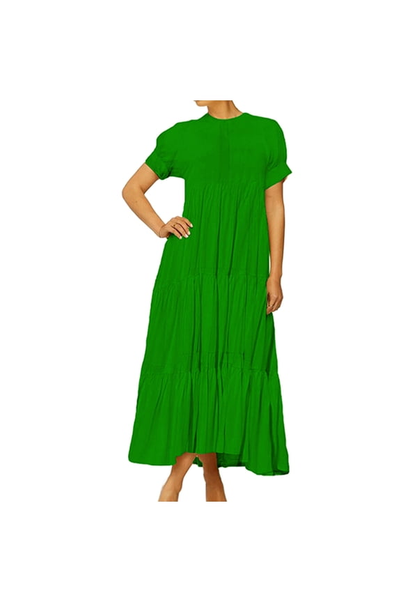 Wedding Dress Womens Solid Color Lace First Dress Loose and Lazy Style Knitted Dress Green M