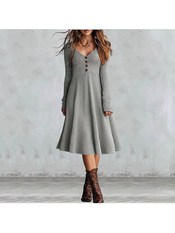 Wedding Dresses for Bride Ladies' Independent Standing Elegant Gray Brown Ribbed Slim A-line Medium Long Dress Gray 2X