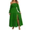 thumbnail image 1 of asdoklhq Wedding Guest Dresses for Women Tea Party Dresses Off The Shoulder Fashion Women Summer Long Sleeveless Off-the-Should Dresses Green 2X, 1 of 6